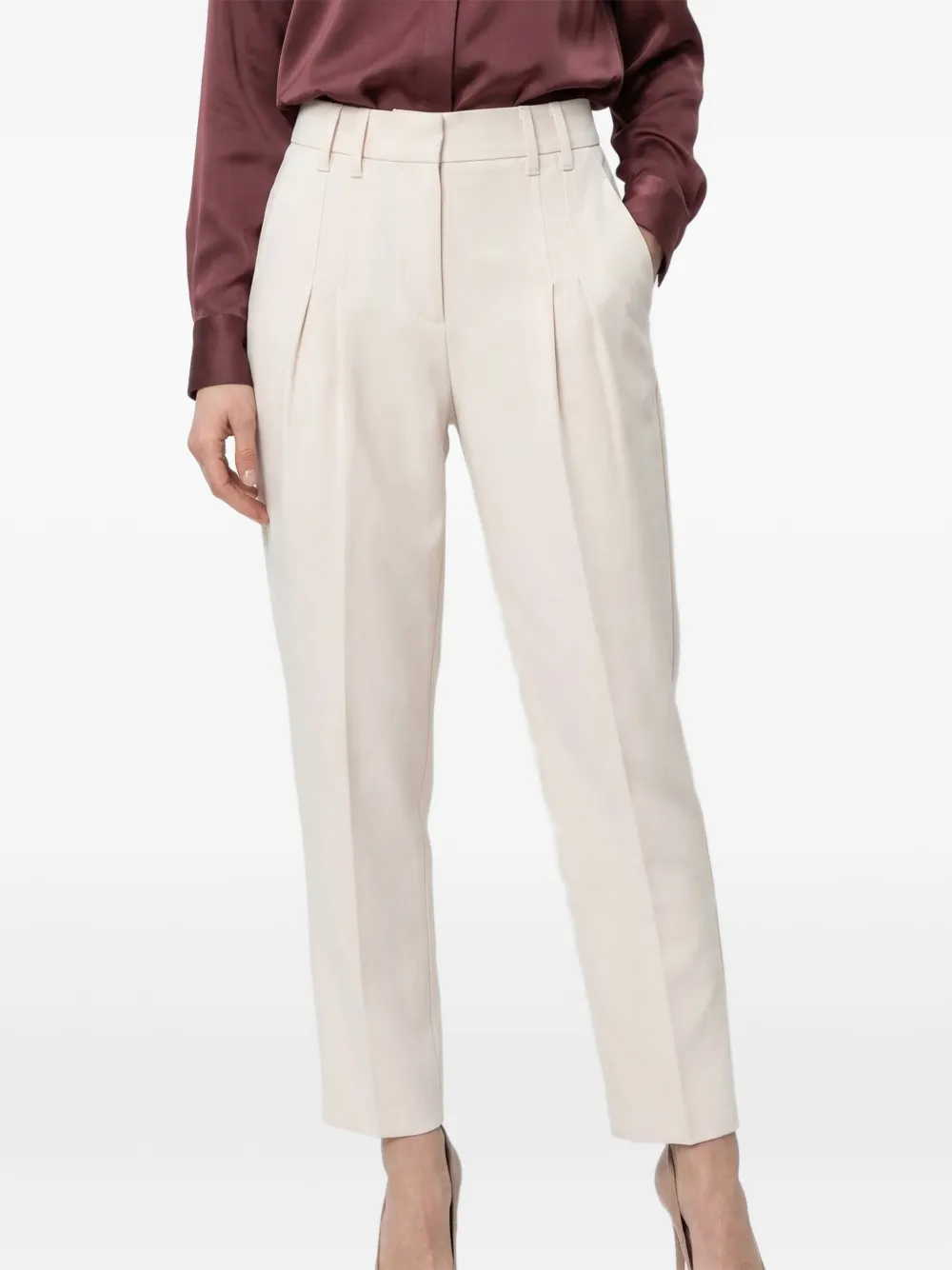 Brunello Cucinelli belt-loops trousers - Toni neutri
