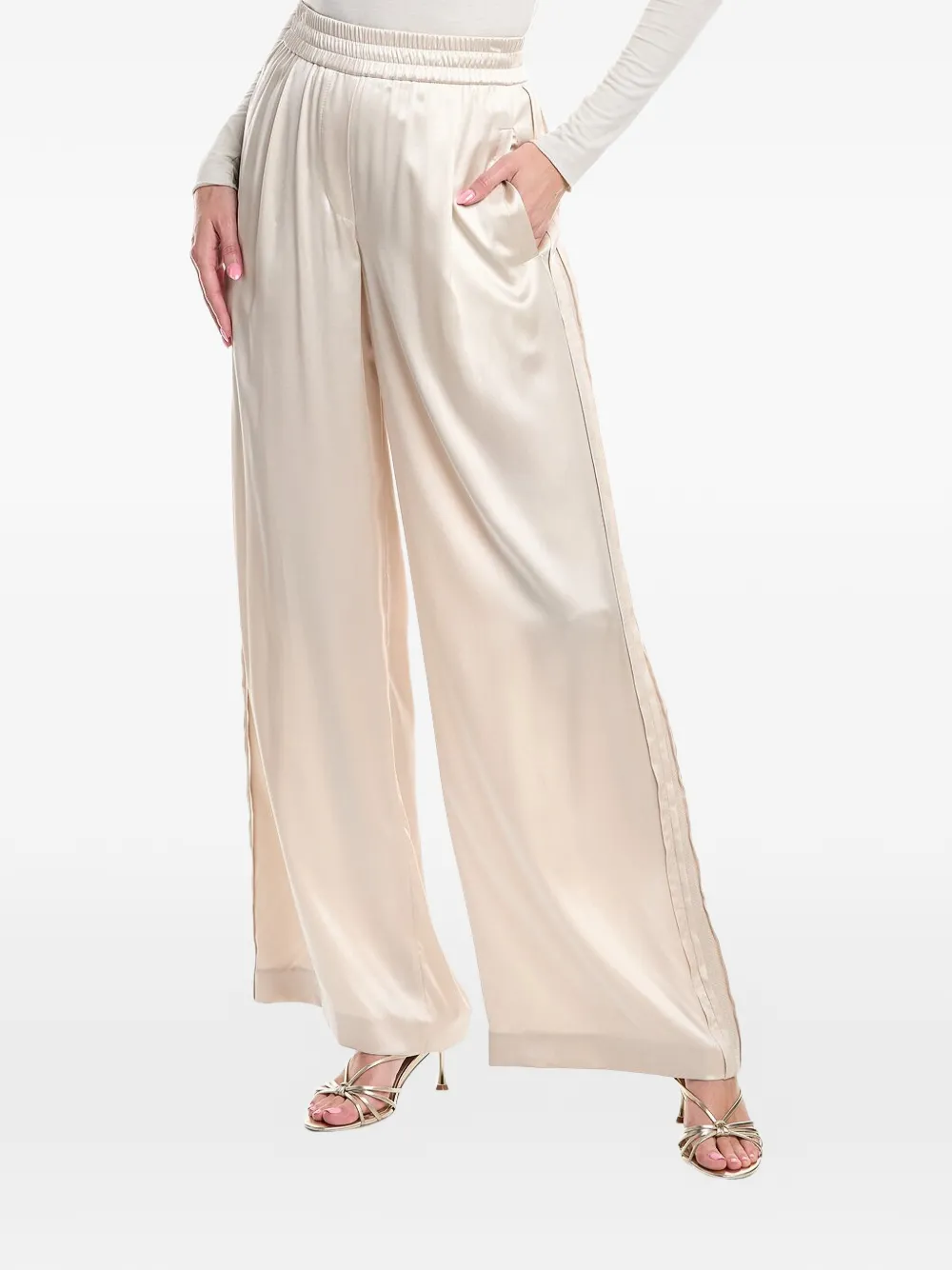Brunello Cucinelli elasticated-waistband wide-leg trousers - Toni neutri