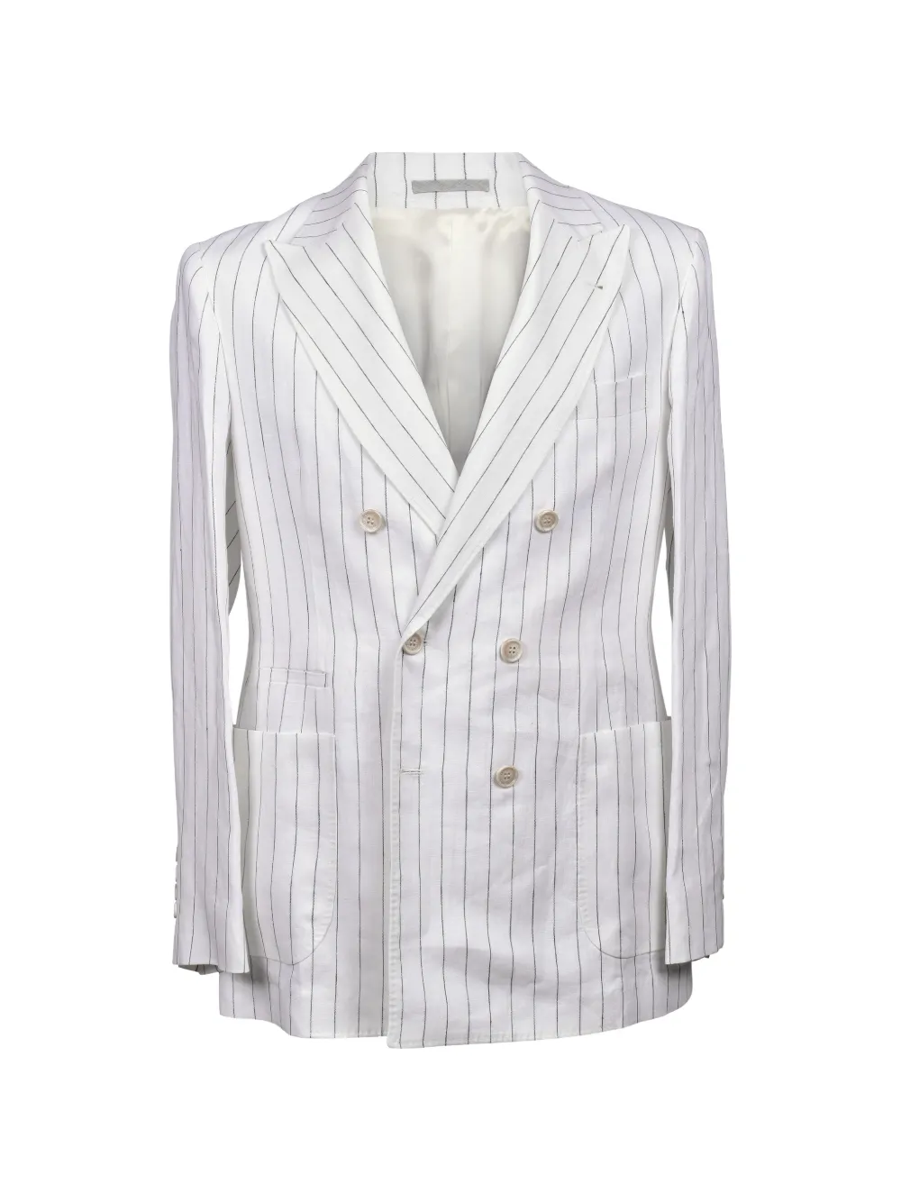 Brunello Cucinelli pinstripe-pattern double-breasted blazer - Weiß