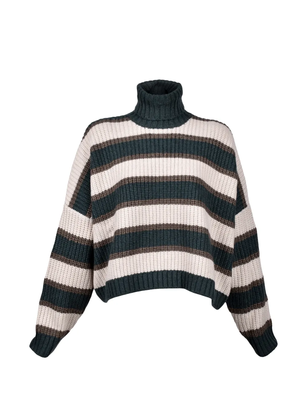 Brunello Cucinelli striped-knit turtleneck sweater - Toni neutri