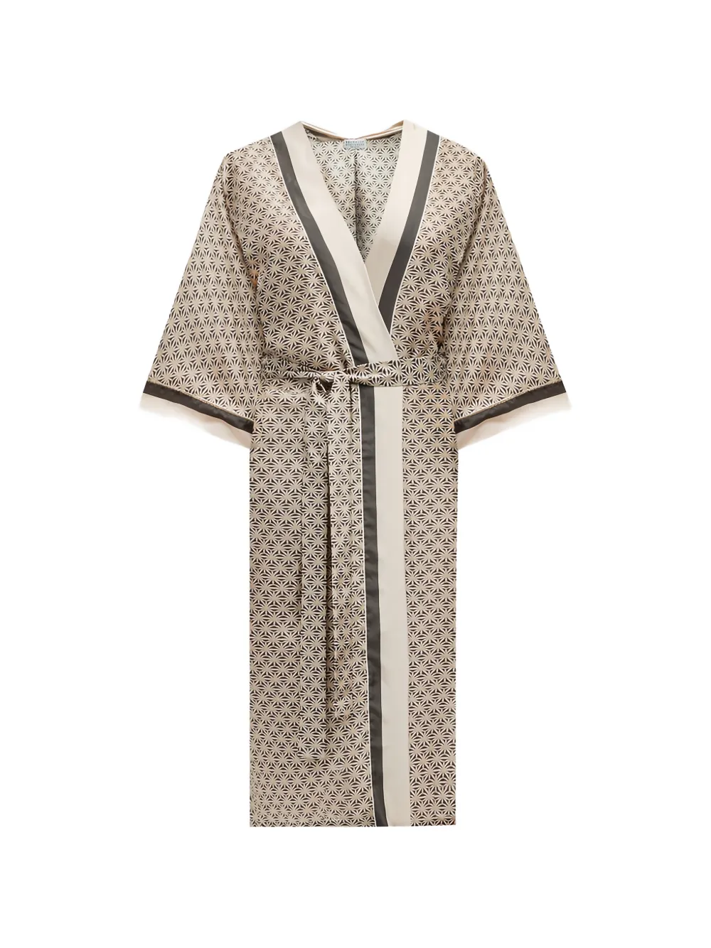 Brunello Cucinelli geometric-print silk robe - Grau