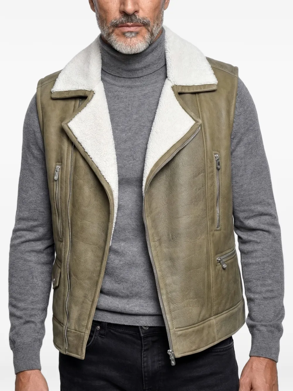Brunello Cucinelli shearling-lined leather gilet - Verde