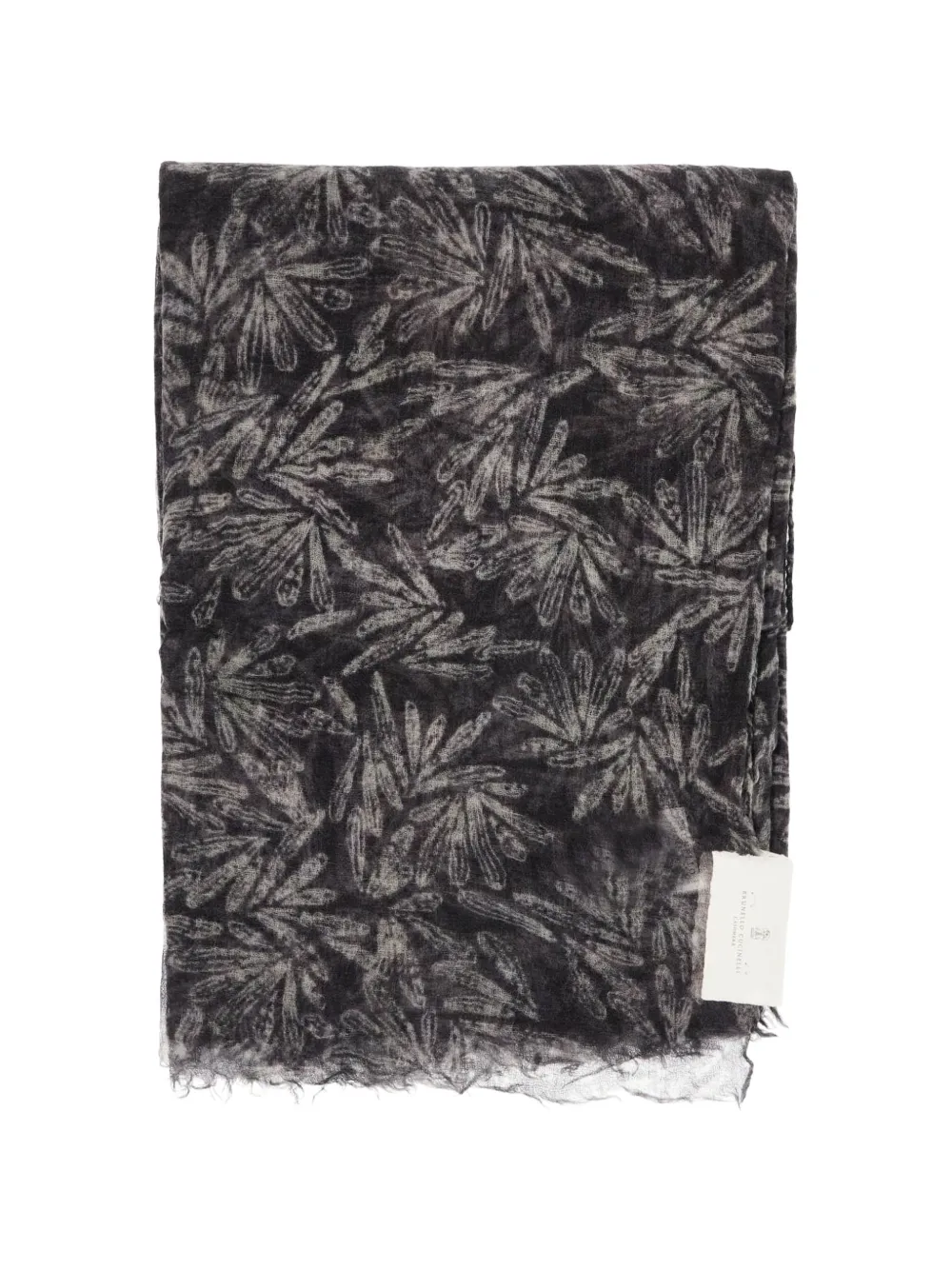 Brunello Cucinelli fern-print scarf - Grigio