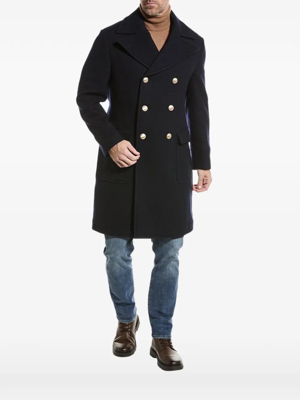 Brunello Cucinelli double-breasted wool-blend coat - Blu