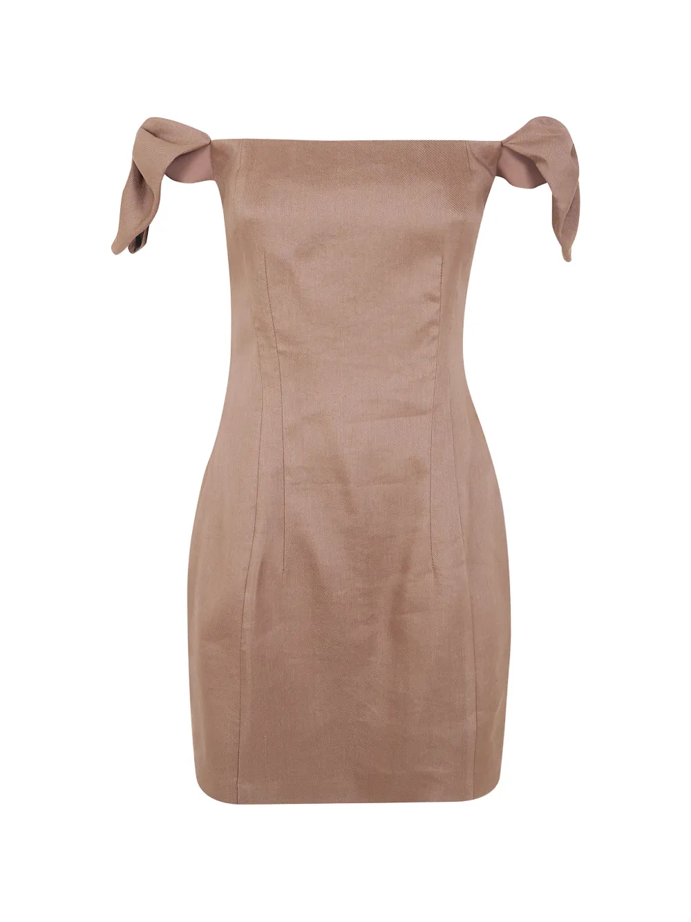 Elisabetta Franchi off-the-shoulder bow-detail dress - Braun