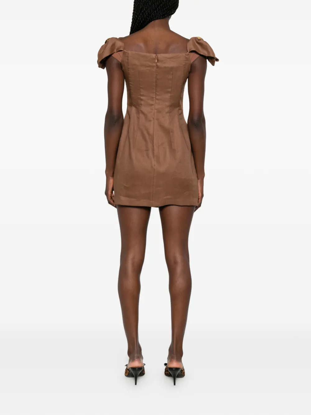 Elisabetta Franchi Off-shoulder jurk met strik-detail Bruin