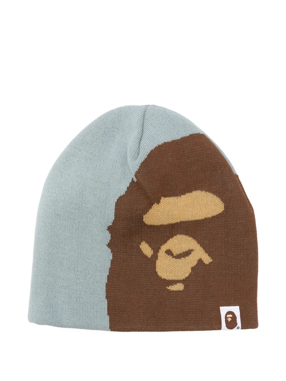 A Bathing Ape Ape Head Intarsia-knit Beanie Hat In Gray