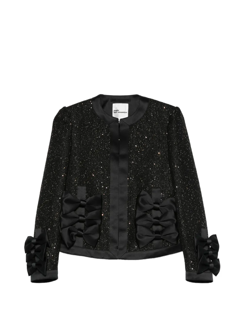 Noir Kei Ninomiya bow-embellished sequinned jacket - Nero