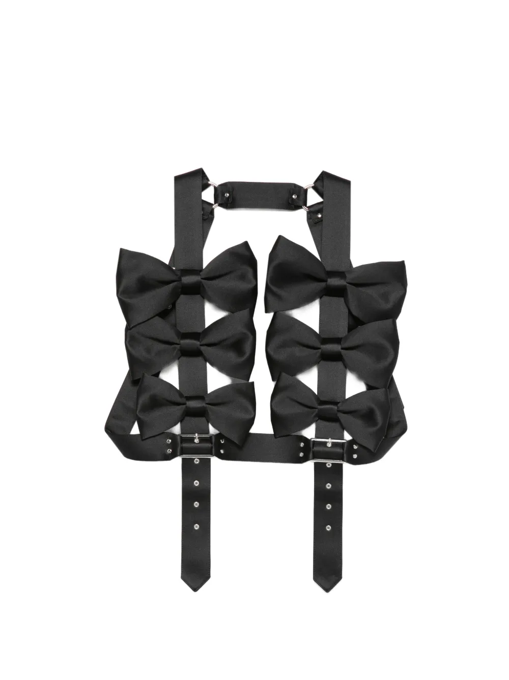 Noir Kei Ninomiya bow-embellishment buckle-fastening top - Nero