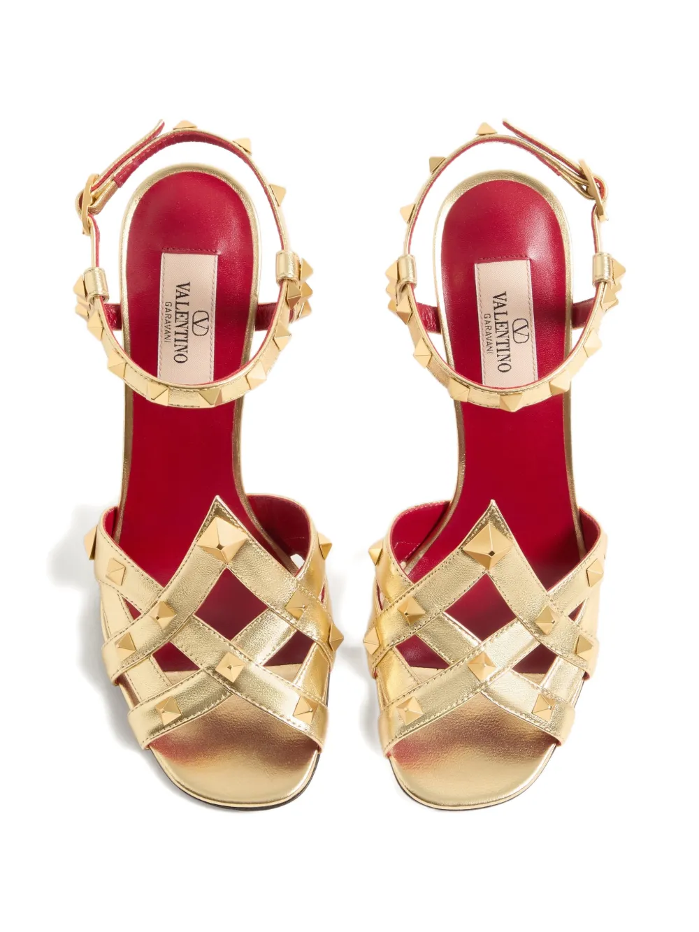 Valentino Garavani Studdy sandalen in gelamineerd nappa leer 100 mm Goud