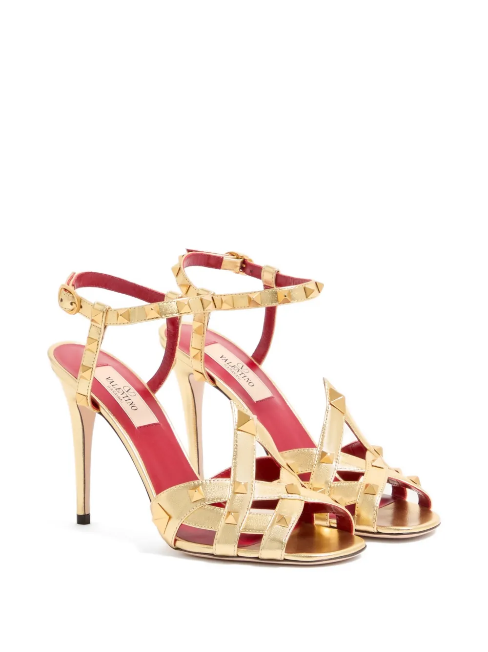 Valentino Garavani Studdy sandalen in gelamineerd nappa leer 100 mm Goud