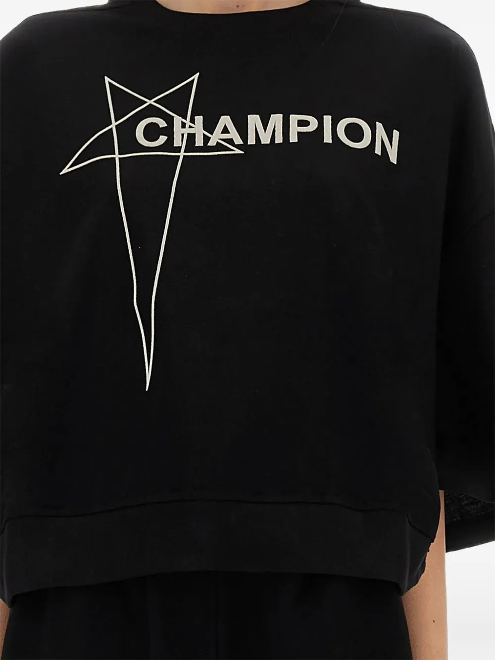 Rick Owens Cropped T-shirt met logoprint Zwart