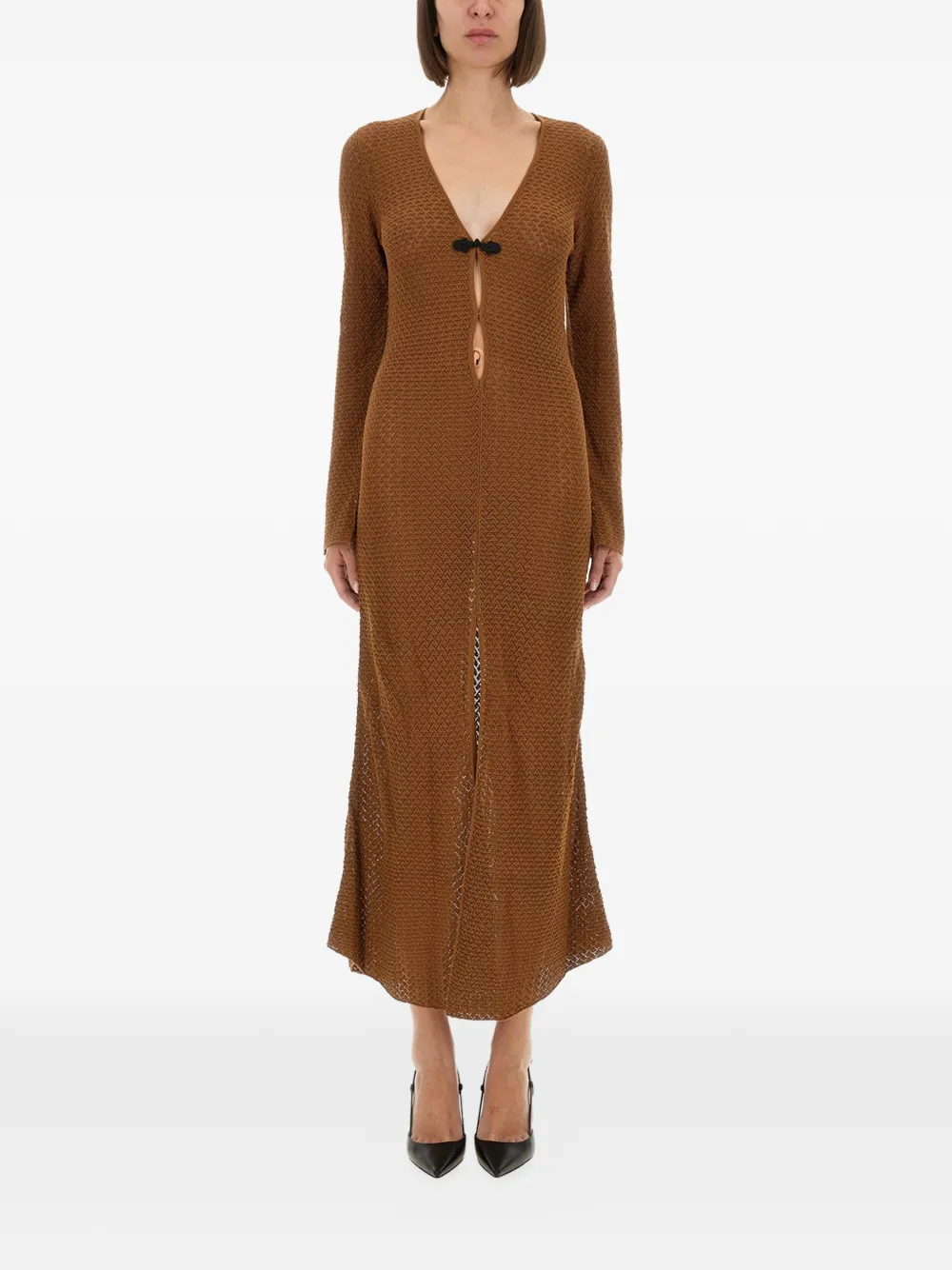 The Garment Tanzania crochet-knit V-neck maxi dress - Marrone