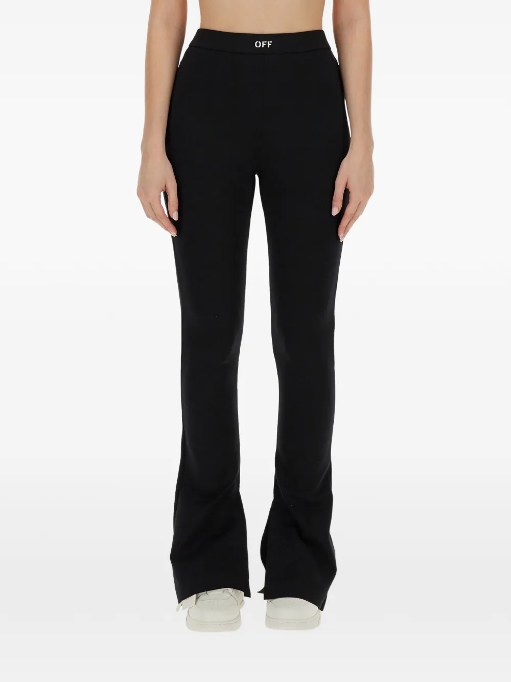 Off-White logo-print flared trousers - Nero