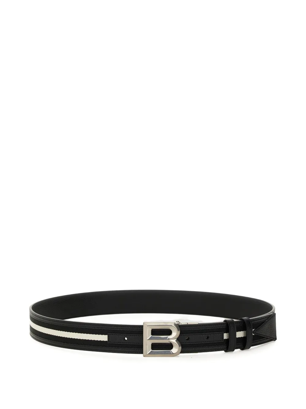 Bally B-logo striped belt - Nero