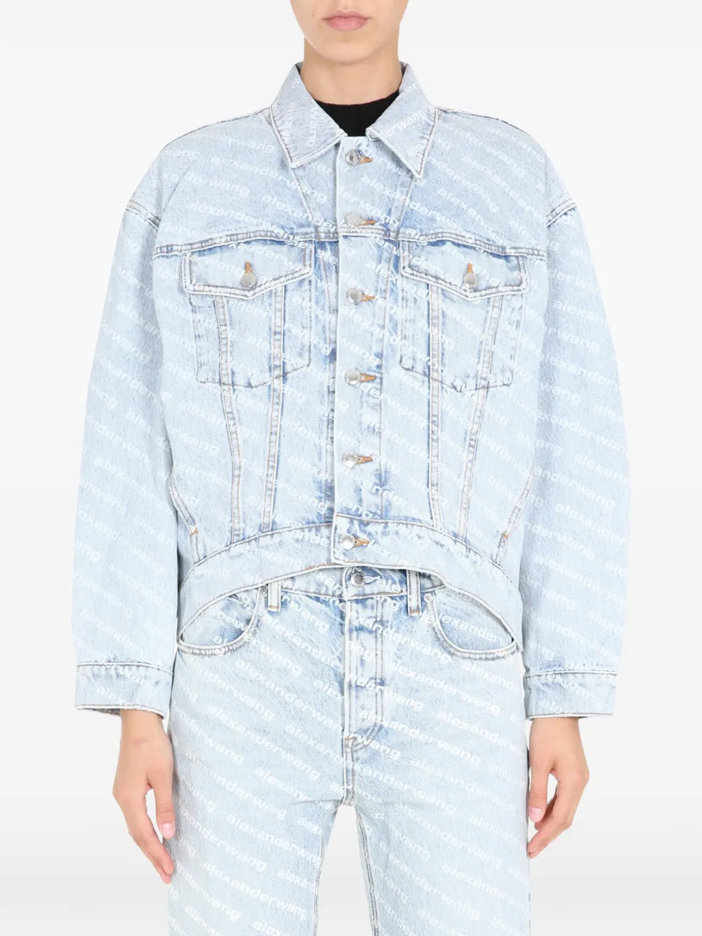 Alexander Wang logo-print denim jacket - Blu