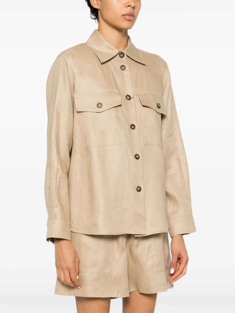 Weekend Max Mara Shirtjack met klepzak Beige