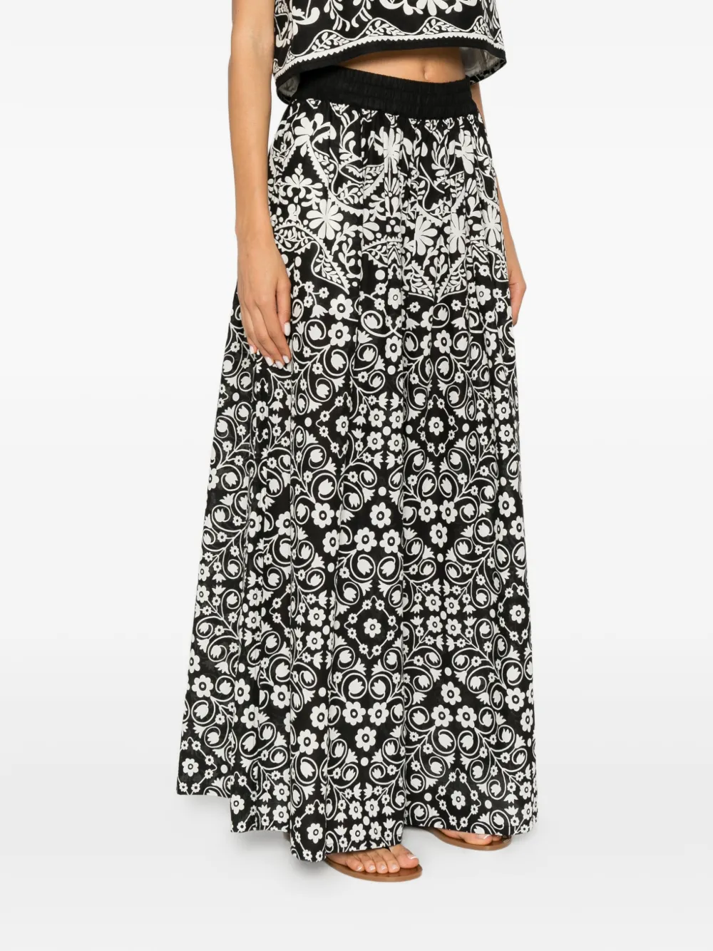 Weekend Max Mara Palanca palazzo broek met bloemenprint Zwart