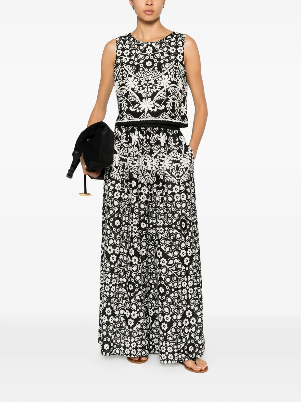 Weekend Max Mara Palanca palazzo broek met bloemenprint Zwart