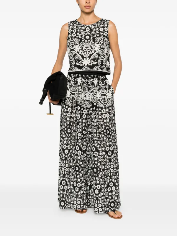 Weekend Max Mara Palanca floral-print Palazzo Pants | Black | FARFETCH