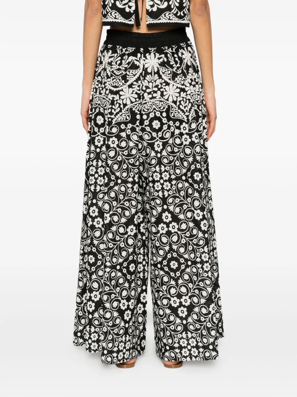 Weekend Max Mara Palanca palazzo broek met bloemenprint Zwart