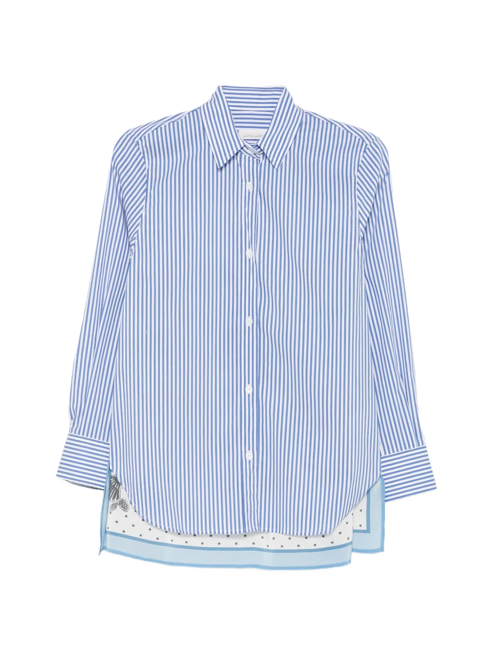 ARCHIVIO 67 striped layered-detail shirt - Blu