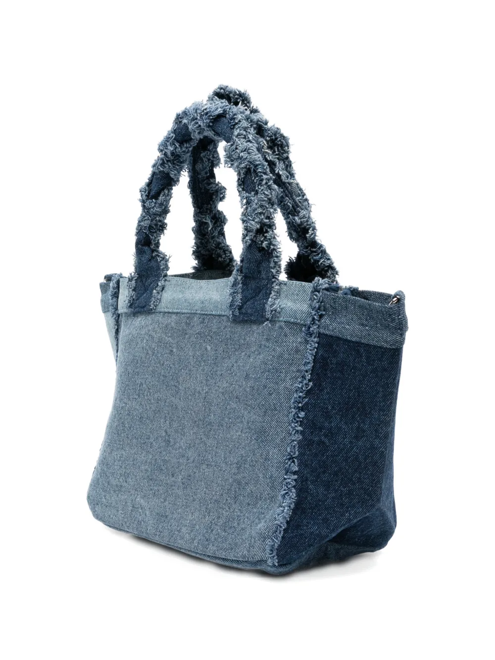 GANNI Shopper met vlakken en franje Blauw