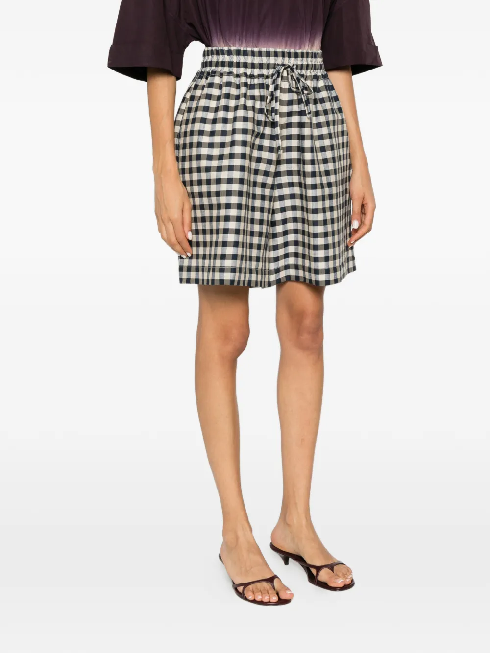 Weekend Max Mara Shorts met gingham ruit en trekkoord Blauw