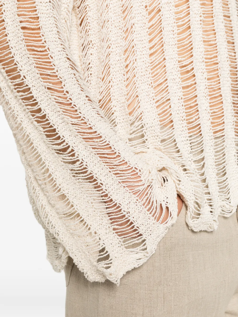 ま*や様 Sefr セファ AESTAS LONG SLEEVE/ニット Séfr Aetas ladder-knit long-sleeve Sweater | White | FARFETCH