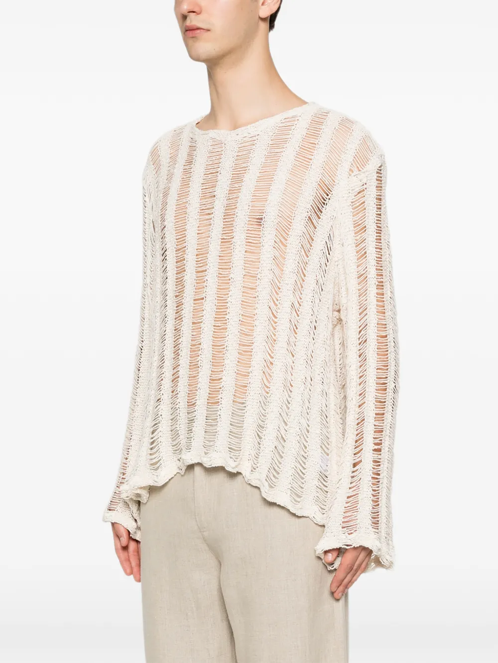 ま*や様 Sefr セファ AESTAS LONG SLEEVE/ニット Séfr Aetas ladder-knit long-sleeve Sweater | White | FARFETCH
