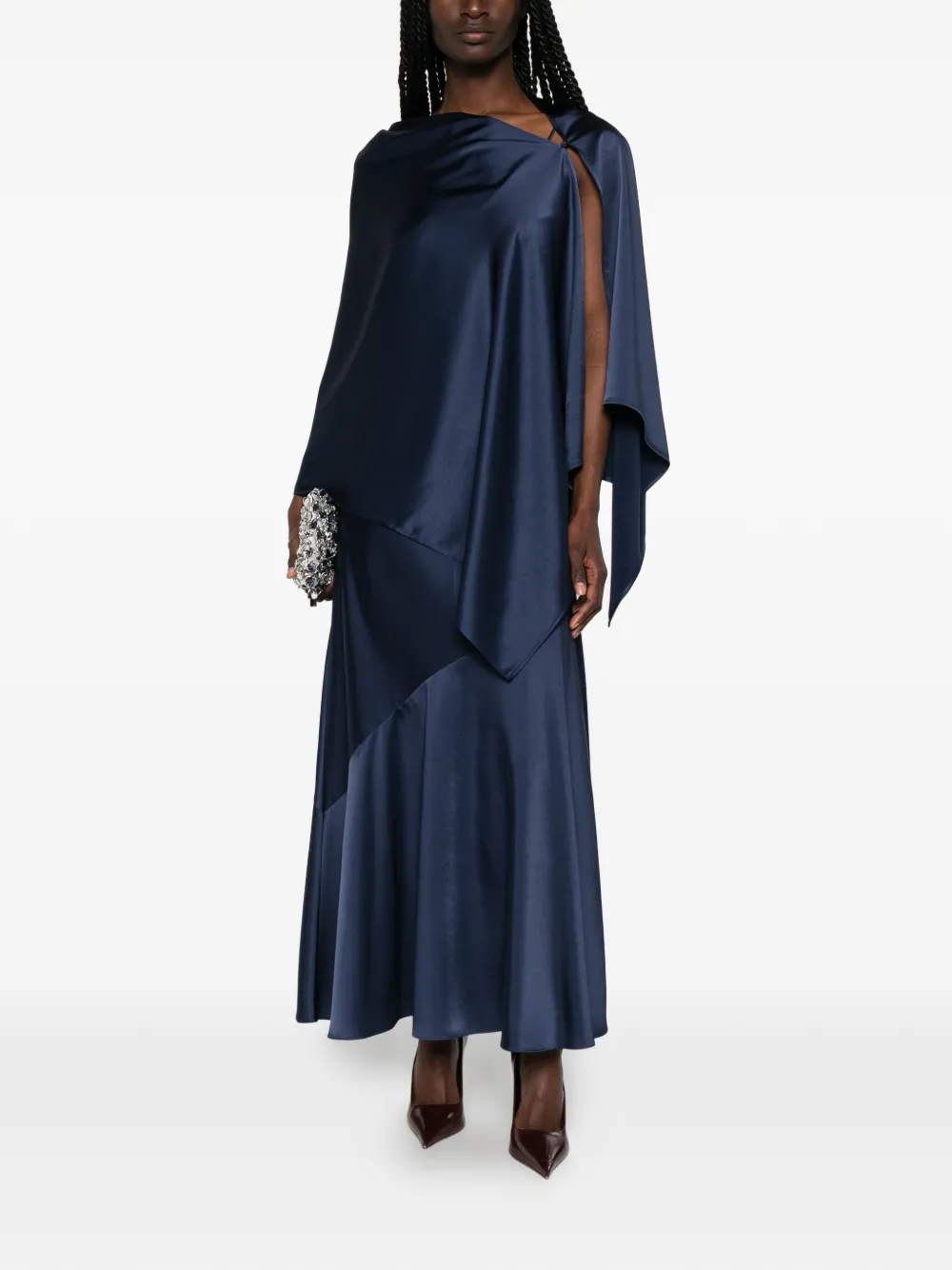  Weekend Max Mara Vestido Calante Asimétrico Drapeado - Azul 