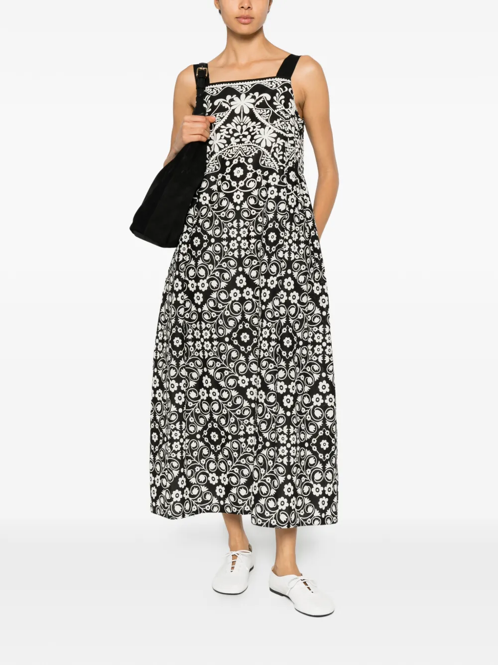 Weekend Max Mara Midi-jurk met bloemenprint Zwart