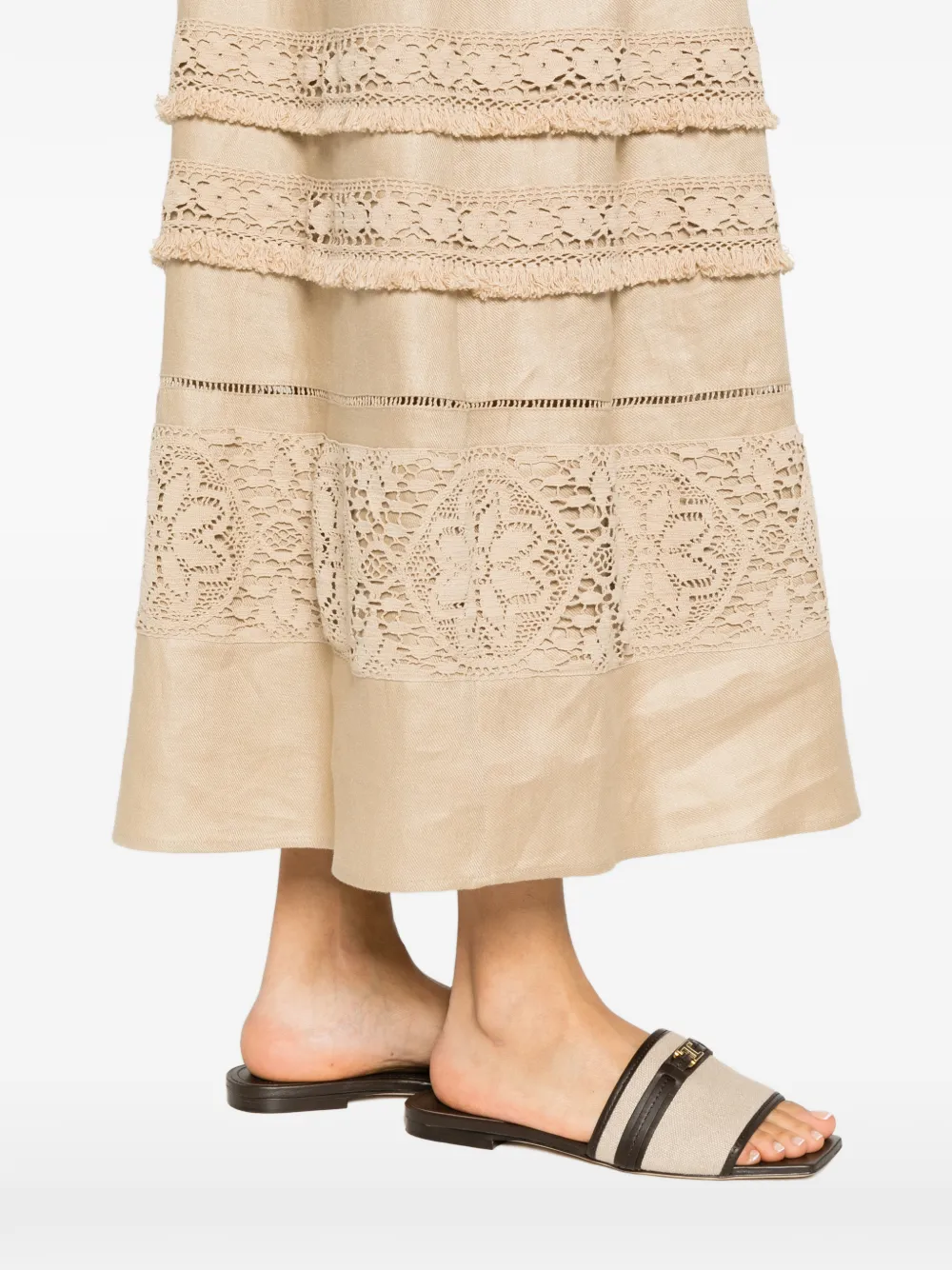 Weekend Max Mara Midi-jurk met kanten vlak Beige