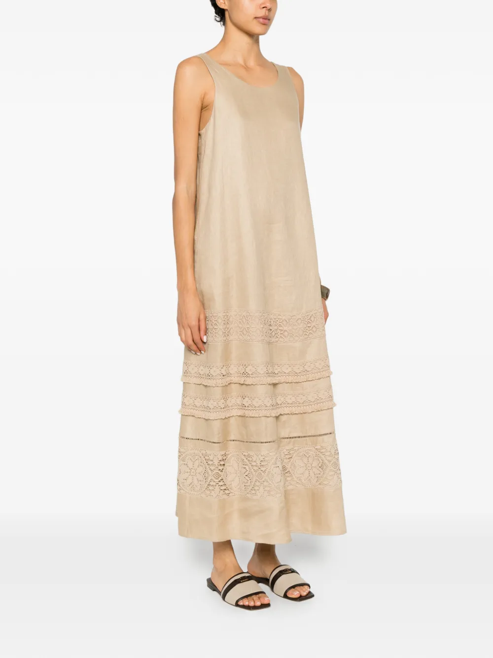 Weekend Max Mara Midi-jurk met kanten vlak Beige