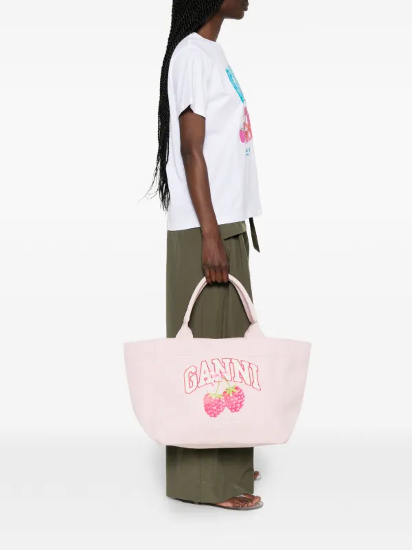 GANNI Small Easy logo-print Shoulder Bag | Pink | FARFETCH