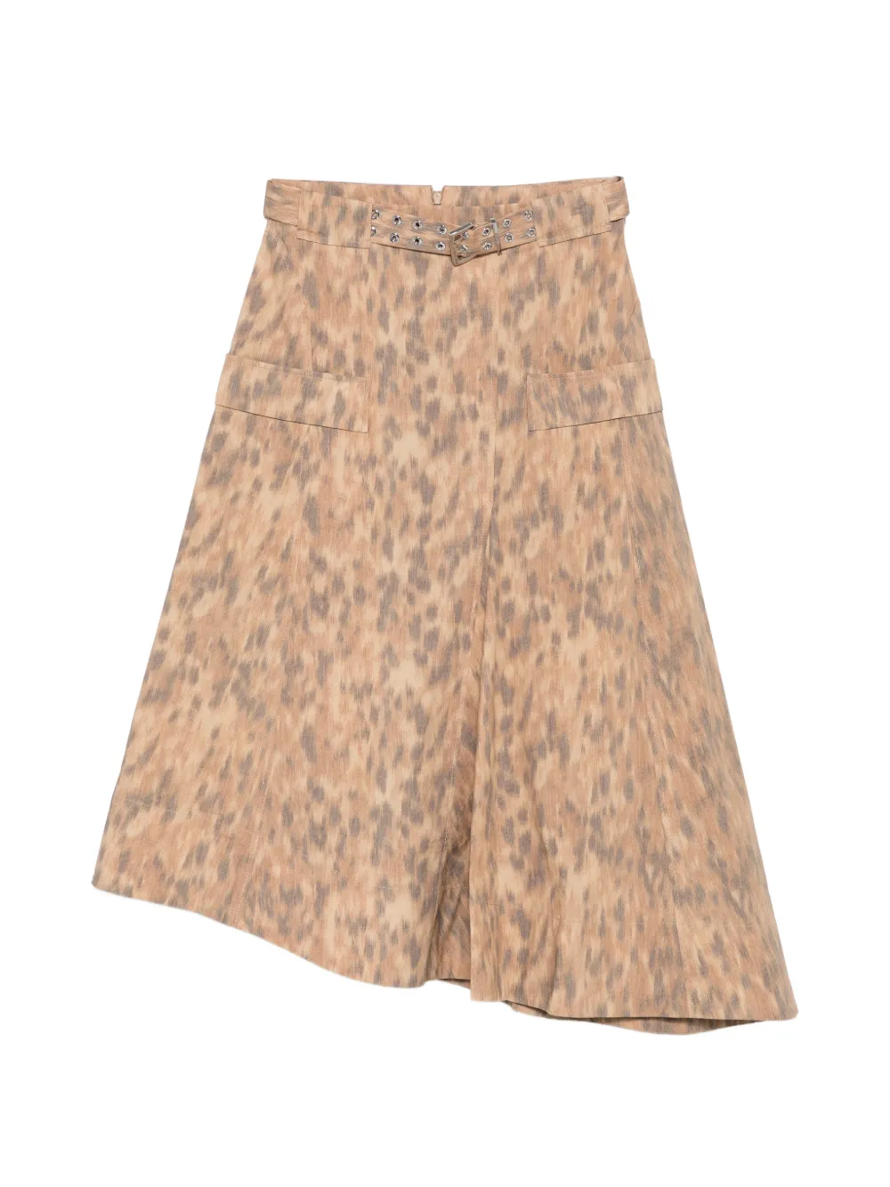 GANNI leopard-print belted skirt - Neutrals