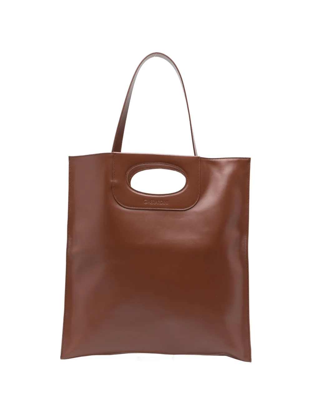 Gherardini Piattina logo-embossed leather clutch bag - Marrone