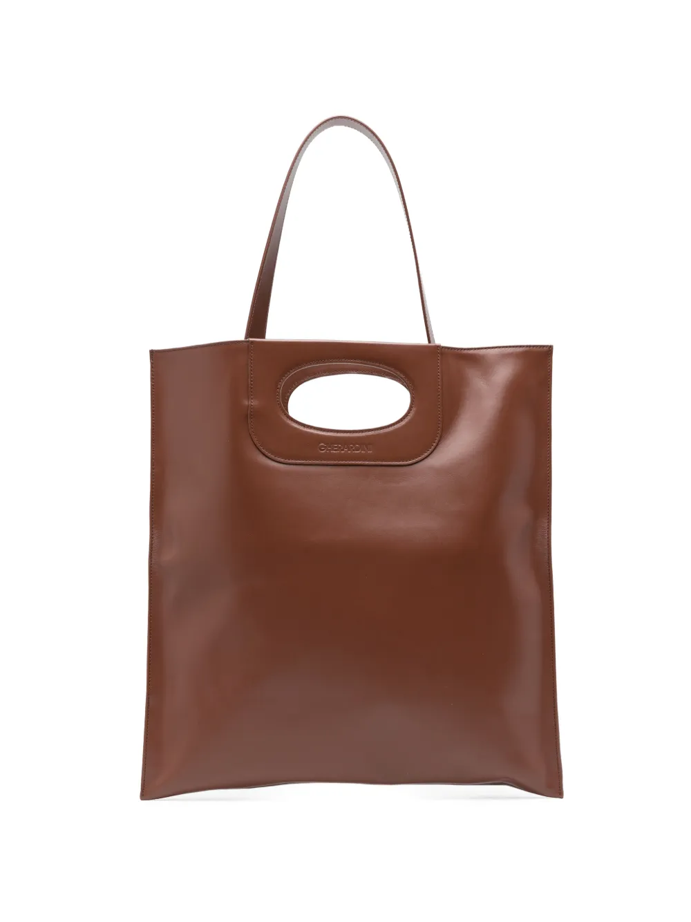 Gherardini Piattina logo-embossed leather clutch bag - Marrone