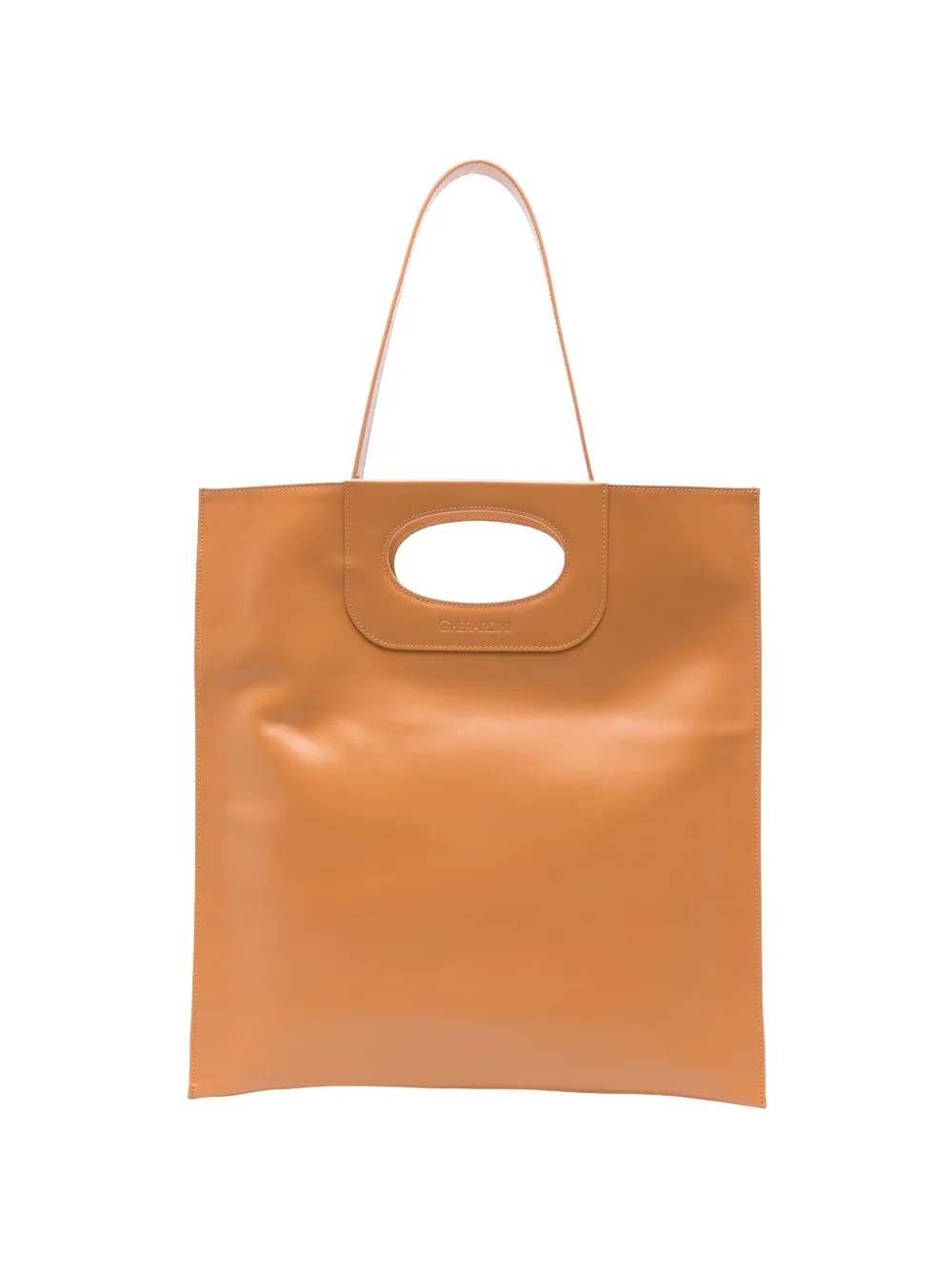 Gherardini Piattina logo-debossed leather clucth bag - Braun