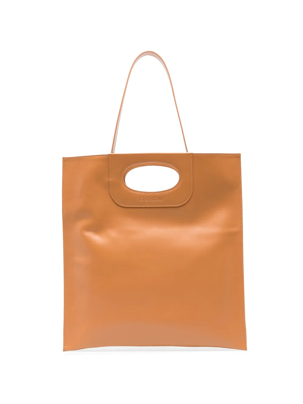 Gherardini Piattina logo-debossed leather clucth bag - Marrone