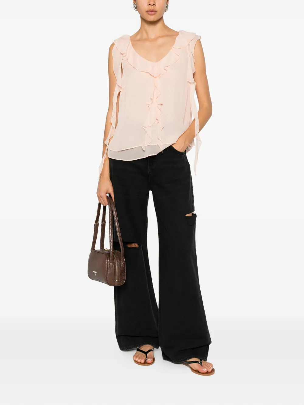 Blugirl Gelaagde blouse met ruches Roze