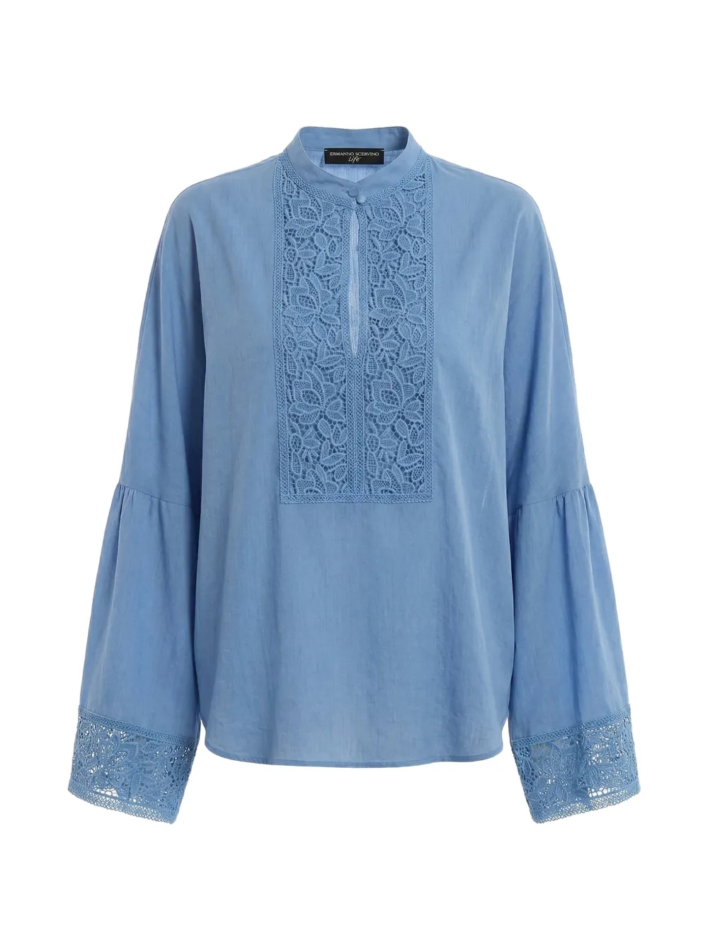 Ermanno Scervino lace-panelled bell-sleeve blouse - Blu