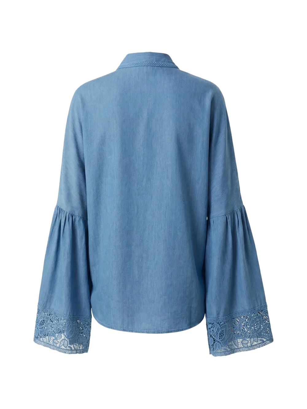 Ermanno Scervino Blouse met kanten vlakken en klokmouwen Blauw