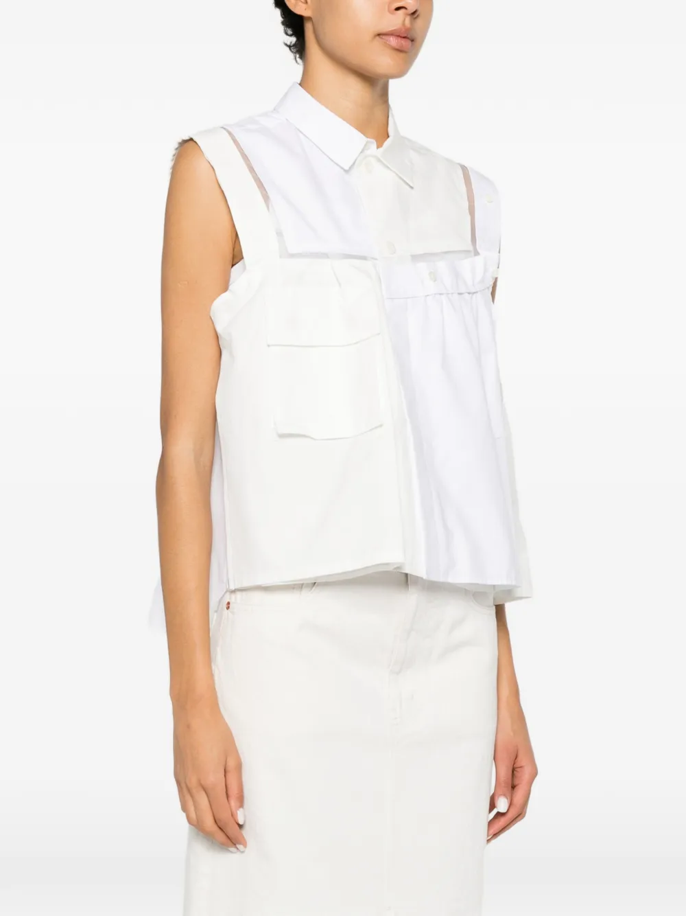 Sacai Deconstructed Asymmetric Top | White | FARFETCH RO