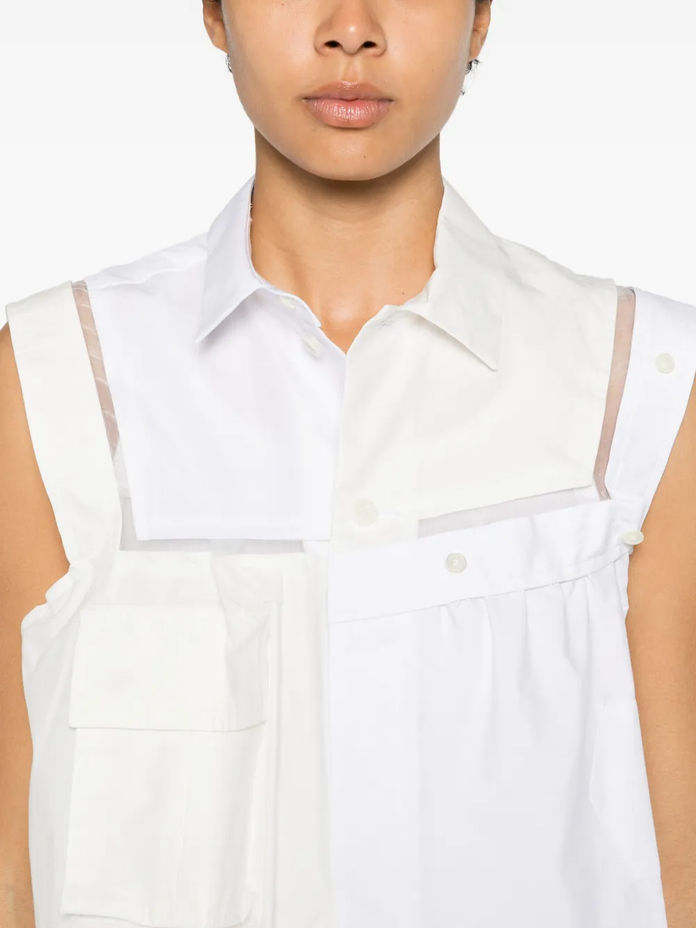 sacai Gedeconstrueerde asymmetrische top Wit