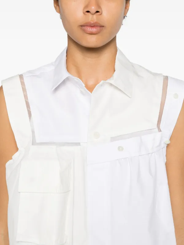 Sacai Deconstructed Asymmetric Top | White | FARFETCH
