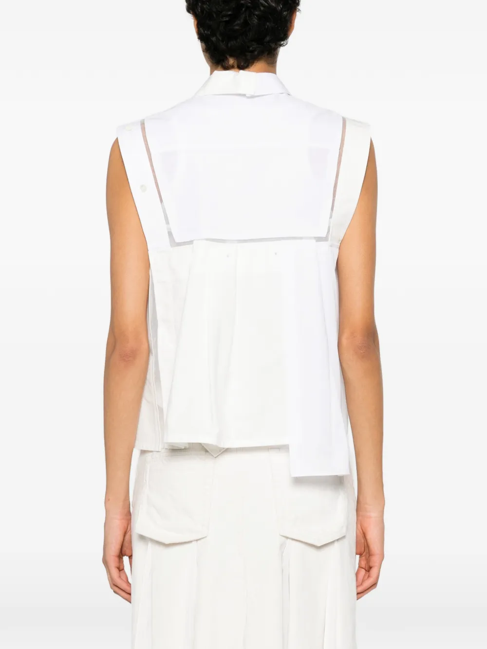 sacai Gedeconstrueerde asymmetrische top Wit