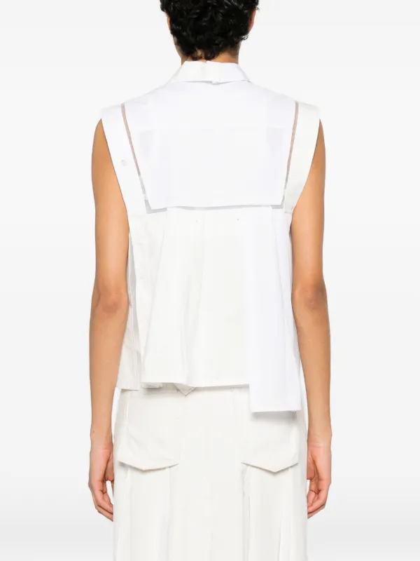 Sacai Deconstructed Asymmetric Top | White | FARFETCH
