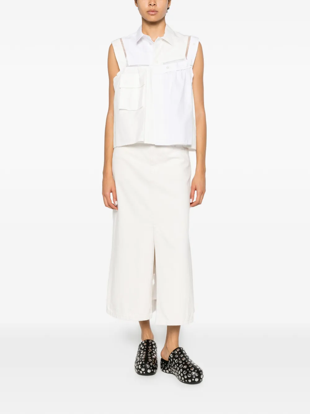 Sacai Deconstructed Asymmetric Top | White | FARFETCH RO