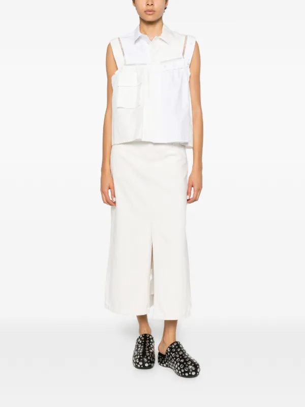 Sacai Deconstructed Asymmetric Top | White | FARFETCH